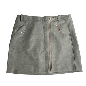 J. Crew Forest Green 100% Wool Mini Skirt Lined Zippered Front 8 Academia